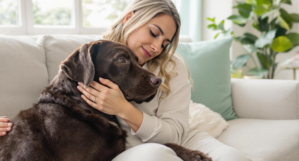 Veterinarian examining a dog for diarrhea symptoms in a modern clinic.