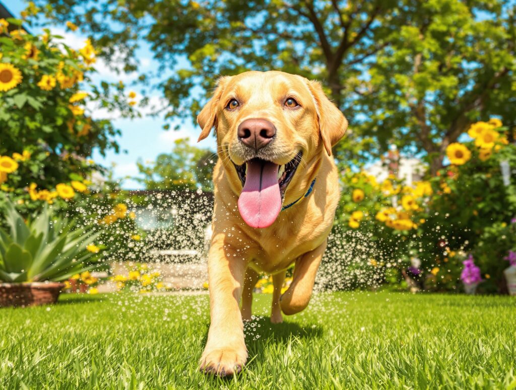 Pet owner applying Frontline Plus flea treatment to a medium-sized black or brown dog in a cozy living room setting.