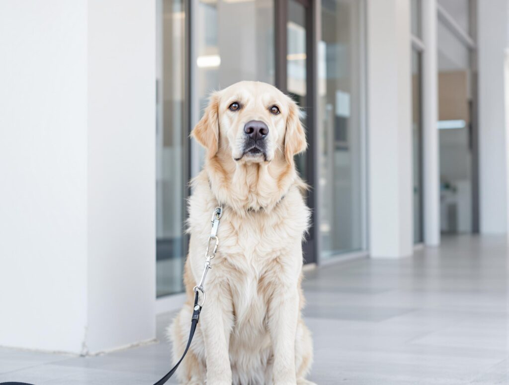 golden-retriever-waiting-outside-vet-clinic