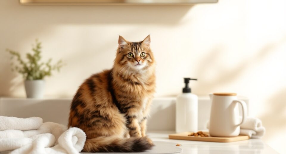 Cat sitting on a counter